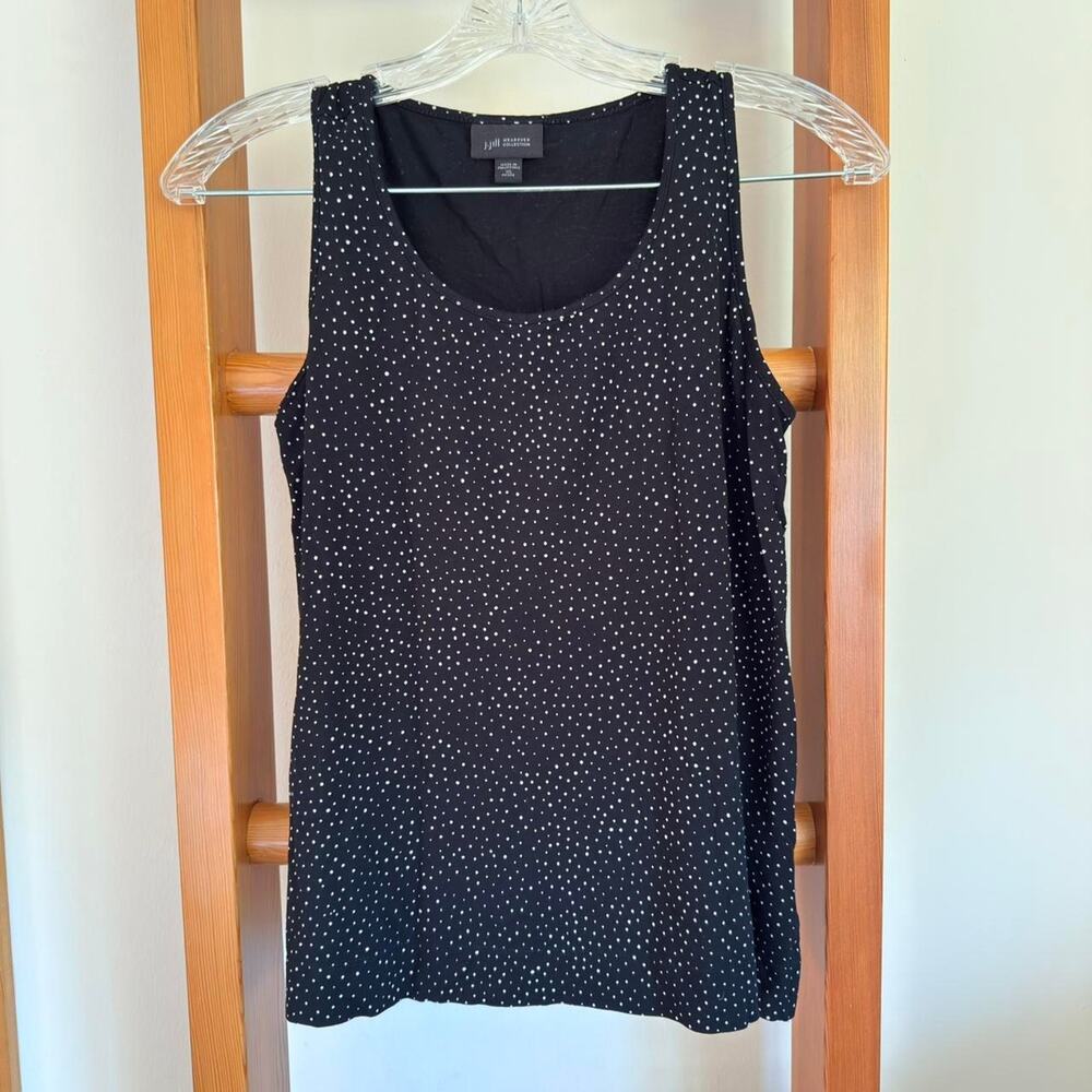 J. Jill Black and White Polka Dot Flowy Tank Top XS Petite